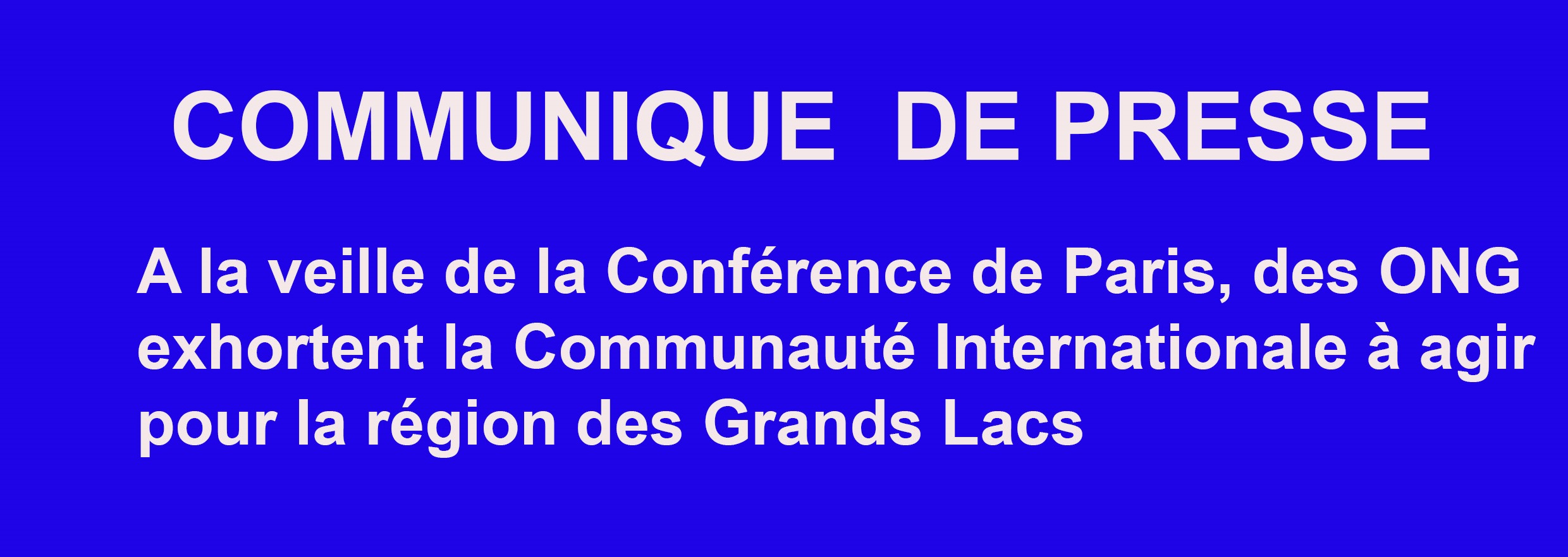 A la veille de la Conférence de Paris, des ONG exhortent la Communauté Internationale à agir pour la région des Grands Lacs