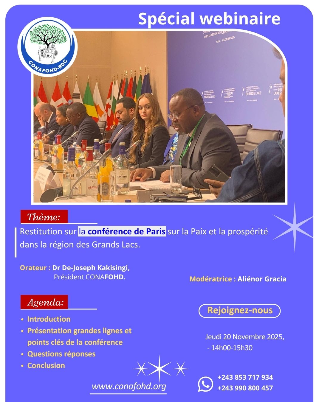 Restitution du Webinaire sur la Conférence de Paris : Une Nouvelle Dynamique pour la Réponse Humanitaire en RDC